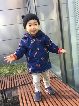 「ポールスミス」｜「アイテム（ニットキャップ/ビーニー）」を使った、®️さん（キッズ・80cm）の秋コーディネート