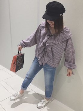 「フリルトップス」｜🌼さん（レディース・152cm）の秋コーディネート