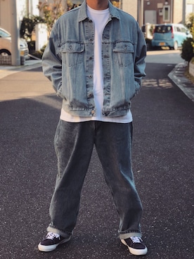 「SILVER TAB（シルバータブ）のアイテム（デニムジャケット）」を使った、Sさん（メンズ・181cm）の秋コーディネート