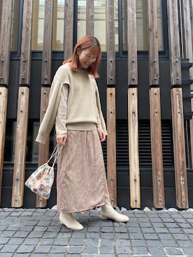 「archives（アルシーヴ）のアイテム（スカート）」を使った、ᙢᓰᖺᗝさん（レディース・159cm）の秋コーディネート