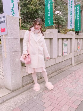 「one after another NICE CLAUP（ワンアフターアナザーナイスクラップ）のアイテム（チェスターコート）」を使った、♡Yapyuu♡さん（レディース・168cm）の冬コーディネート