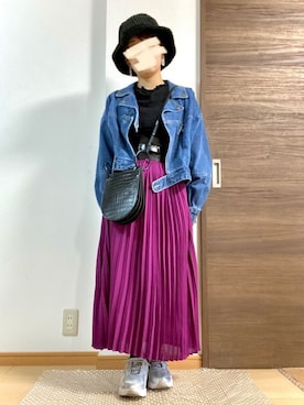 「REDYAZEL（レディアゼル）のアイテム（デニムジャケット）」を使った、ただの民子さん（レディース・149cm）の冬コーディネート