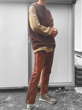 「B:MING by BEAMS（ビーミングバイビームス）のビーミング by ビームス / ビッグカノコ クルーネック ベスト（ベスト）」を使った、つくね［相互フォロー］さん（メンズ・178cm）の秋コーディネート