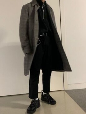 「u170」｜「アイテム（チェスターコート）」を使った、buttio「U170」さん（メンズ・160cm）の冬コーディネート