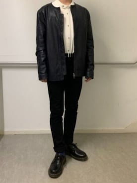 「u170」｜「アイテム（ライダースジャケット）」を使った、buttio「U170」さん（メンズ・160cm）の冬コーディネート