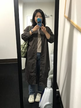 「雨」｜「アイテム（シャツワンピース）」を使った、流石さん（レディース・159cm）の夏コーディネート