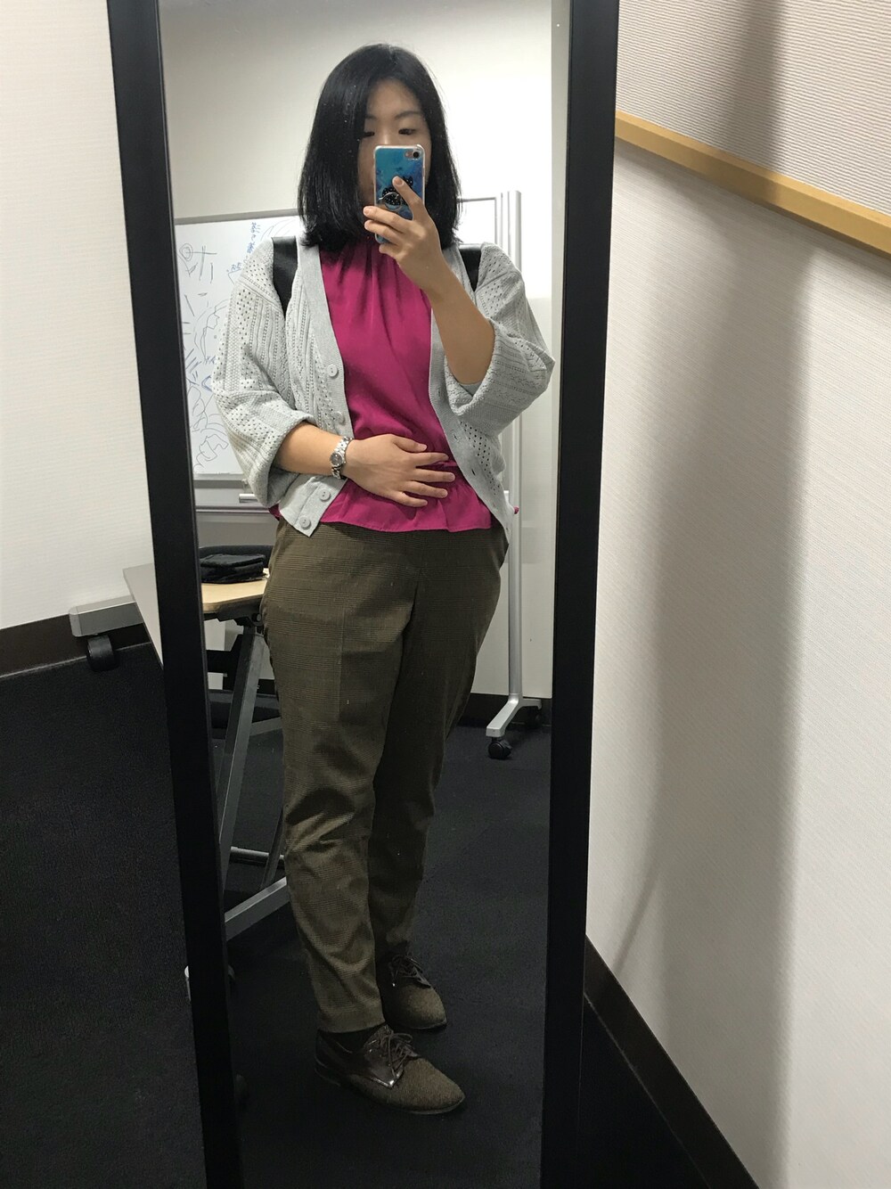 「プラスサイズ、秋のコーデ」｜「NOLITA LABORATORYのアイテム（バックパック/リュック、ブラック系）」を使った、流石さん（レディース・159cm）の秋コーディネートの1枚目の写真