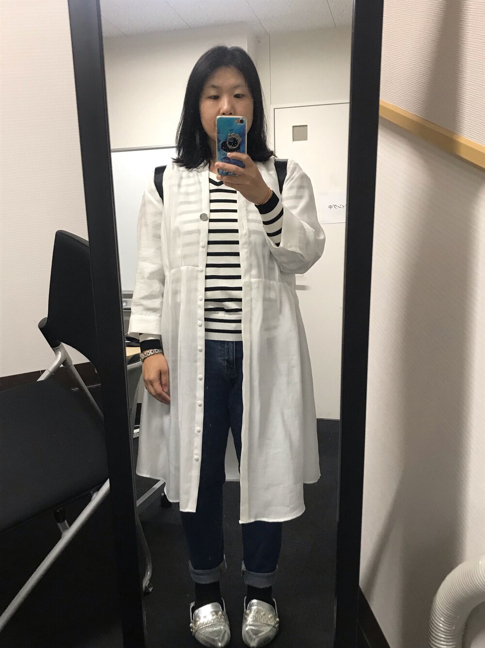 「プラスサイズ」｜「ZARAのアイテム（シャツ/ブラウス、ホワイト系）」を使った、流石さん（レディース・159cm）の秋コーディネートの1枚目の写真