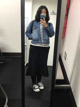 「仕事着」｜「アイテム（デニムジャケット）」を使った、流石さん（レディース・159cm）の秋コーディネート
