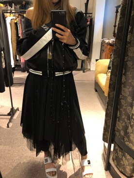 「ADDICT NOIR（アディクトノアー）のアイテム（ブルゾン）」を使った、Sayuka Haginoさん（レディース・160cm）の夏コーディネート