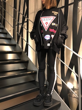 「ADDICT NOIR（アディクトノアー）のアイテム（ブルゾン）」を使った、Sayuka Haginoさん（レディース・160cm）の秋コーディネート