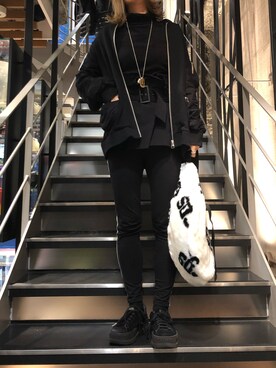 「ADDICT NOIR（アディクトノアー）のアイテム（ブルゾン）」を使った、Sayuka Haginoさん（レディース・160cm）の秋コーディネート