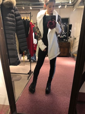 「stud.（スタッド）のアイテム（カーディガン/ボレロ）」を使った、Sayuka Haginoさん（レディース・160cm）の冬コーディネート