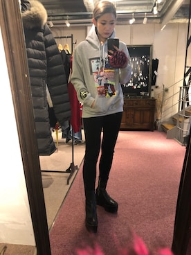 「stud.（スタッド）のアイテム（パーカー）」を使った、Sayuka Haginoさん（レディース・160cm）の冬コーディネート