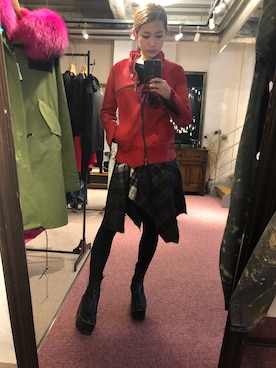 「ROYAL FLASH（ロイヤルフラッシュ）のアイテム（ブルゾン）」を使った、Sayuka Haginoさん（レディース・160cm）の冬コーディネート