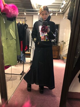 「stud.（スタッド）のアイテム（パーカー）」を使った、Sayuka Haginoさん（レディース・160cm）の冬コーディネート