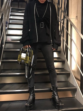 「ADDICT NOIR（アディクトノアー）のアイテム（ブルゾン）」を使った、Sayuka Haginoさん（レディース・160cm）の冬コーディネート