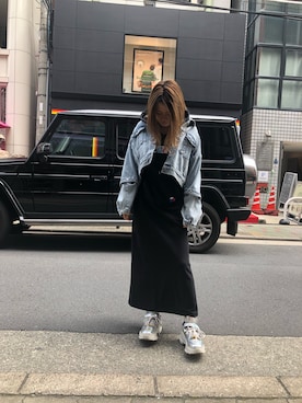 「ADDICT NOIR（アディクトノアー）のアイテム（ブルゾン）」を使った、Sayuka Haginoさん（レディース・160cm）の春コーディネート