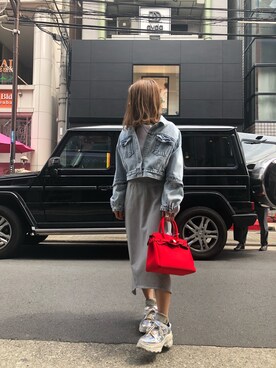「ADDICT NOIR（アディクトノアー）のアイテム（ブルゾン）」を使った、Sayuka Haginoさん（レディース・160cm）の春コーディネート
