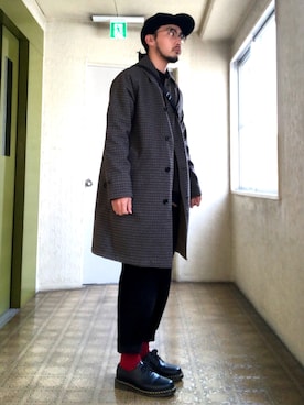 「marka（マーカ）のアイテム（帽子）」を使った、ssanさん（メンズ・173cm）の冬コーディネート