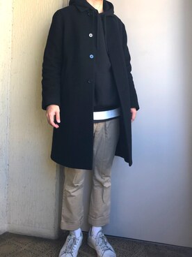 「シンプルおしゃれが好き」｜「アイテム（ステンカラーコート）」を使った、ssanさん（メンズ・173cm）の冬コーディネート