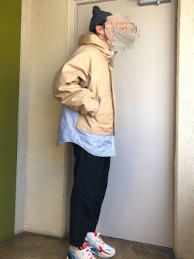 「MR.GENTLEMAN（ミスタージェントルマン）のアイテム（マウンテンパーカー）」を使った、ssanさん（メンズ・173cm）の冬コーディネート