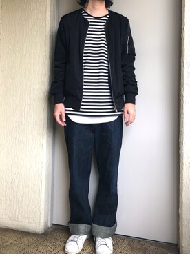 「HARE（ハレ）のアイテム（MA-1）」を使った、ssanさん（メンズ・173cm）の春コーディネート