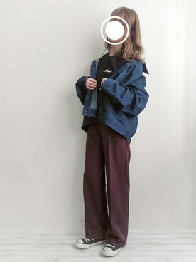 デニムジャケットを使った ブラウンパンツ のレディース人気ファッションコーディネート Wear