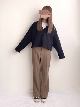 スラックスを使った 黒カーディガン の人気ファッションコーディネート Wear