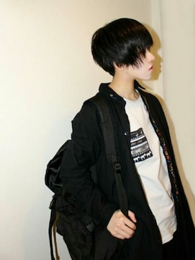 「Design Tshirts Store graniph（デザイン　ティーシャツ　ストア　グラニフ）のアイテム（シャツワンピース）」を使った、ひこさん（レディース・155cm）の冬コーディネート