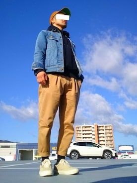 「Johnbull Private labo（ジョンブルプライベートラボ）のアイテム（チノパンツ）」を使った、TKさん（メンズ・168cm）の秋コーディネート