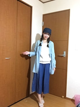 「ダンガリーシャツ」｜「アイテム（デニムジャケット）」を使った、あやな🐳さん（レディース・161cm）の春コーディネート
