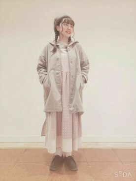 「くすみピンク」｜「アイテム（ハンチング/ベレー帽）」を使った、yuzuさん（レディース・162cm）の秋コーディネート