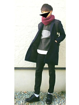 「RAGEBLUE（レイジブルー）の＜トレンドのロング丈＞ワッフルロングカットソー/733404（Tシャツ/カットソー）」を使った、Rさん（メンズ・178cm）の春コーディネート