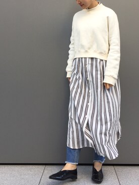 「Mila Owen（ミラオーウェン）のカットオフストレートデニム（デニムパンツ）」を使った、an.さん（レディース・163cm）の秋コーディネート