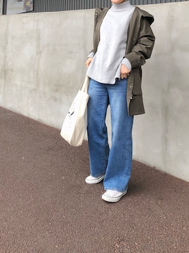 「ZARA（ザラ）のアイテム（モッズコート）」を使った、an.さん（レディース・163cm）の春コーディネート