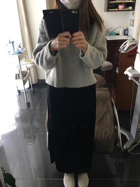「GU（ジーユー）のアイテム（パンツ、ブラック系）」を使った、Yu...さん（レディース・156cm）の春コーディネート
