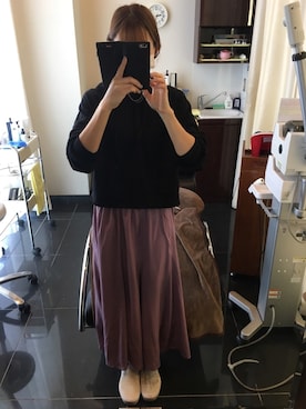 「earth music&ecology（アースミュージックアンドエコロジー）のアイテム（スカート、パープル系）」を使った、Yu...さん（レディース・156cm）の春コーディネート