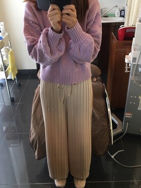 「OLIVE des OLIVE（オリーブデオリーブ）のアイテム（パンツ、ホワイト系）」を使った、Yu...さん（レディース・156cm）の春コーディネート