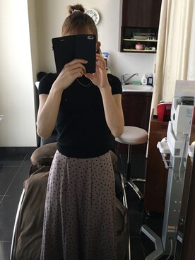 「archives（アルシーヴ）のアイテム（スカート、パープル系）」を使った、Yu...さん（レディース・156cm）の夏コーディネート