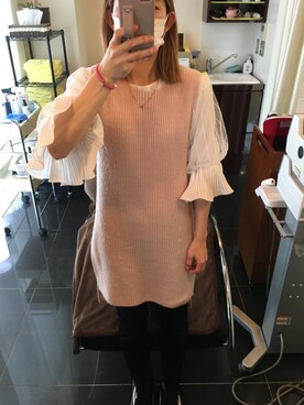 「Heather（ヘザー）のアイテム（トップス、ピンク系）」を使った、Yu...さん（レディース・156cm）の春コーディネート