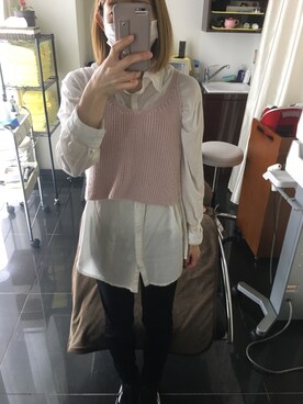 「GRL（グレイル）のアイテム（ベスト、ピンク系）」を使った、Yu...さん（レディース・156cm）の夏コーディネート