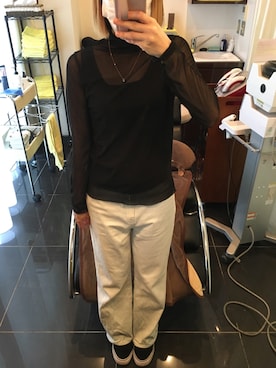 「GRL（グレイル）のアイテム（トップス、ブラック系）」を使った、Yu...さん（レディース・156cm）の夏コーディネート