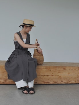 「OMNIGOD（オムニゴッド）のアイテム（シャツワンピース）」を使った、riko.さん（レディース・162cm）の夏コーディネート