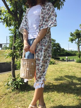 「by RUMIEREのアイテム（カーディガン/ボレロ、ホワイト系）」を使った、by RUMIEREさん（レディース）の夏コーディネート