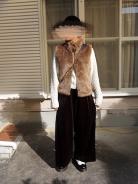 「シャネル」｜「アイテム（ハンチング/ベレー帽）」を使った、オザワさん（レディース・163cm）の冬コーディネート