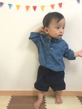 「45R（フォーティファイブアール）のアイテム」を使った、はる坊さん（キッズ・70cm）の夏コーディネート