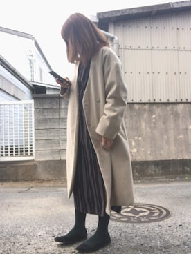 「Right-on（ライトオン）のアイテム（チェスターコート）」を使った、てあみさん（レディース・153cm）の冬コーディネート