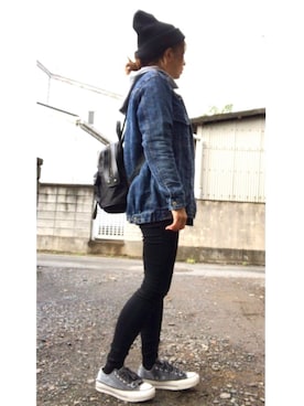 「ストリート服が好き」｜「アイテム（ジャケット/アウター）」を使った、てあみさん（レディース・153cm）の秋コーディネート