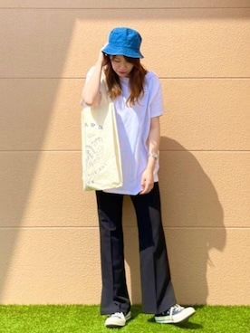 「coen（コーエン）のアイテム（帽子）」を使った、coen さかいさん（レディース・163cm）の春コーディネート